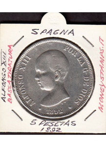 1892 - SPAGNA 5 Pesetas Alfonso XIII infante Circolata